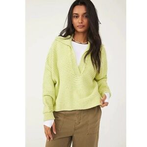 Free People Marlie Pullover Sweater in acid green small.